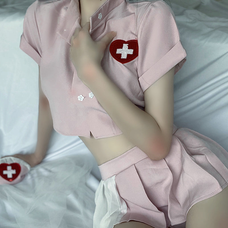 娇嗔温柔小护士超短套装