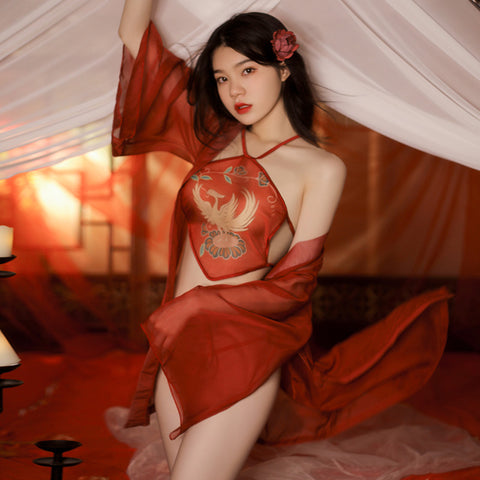 高贵爆乳中国风孔雀镂空刺绣旗袍