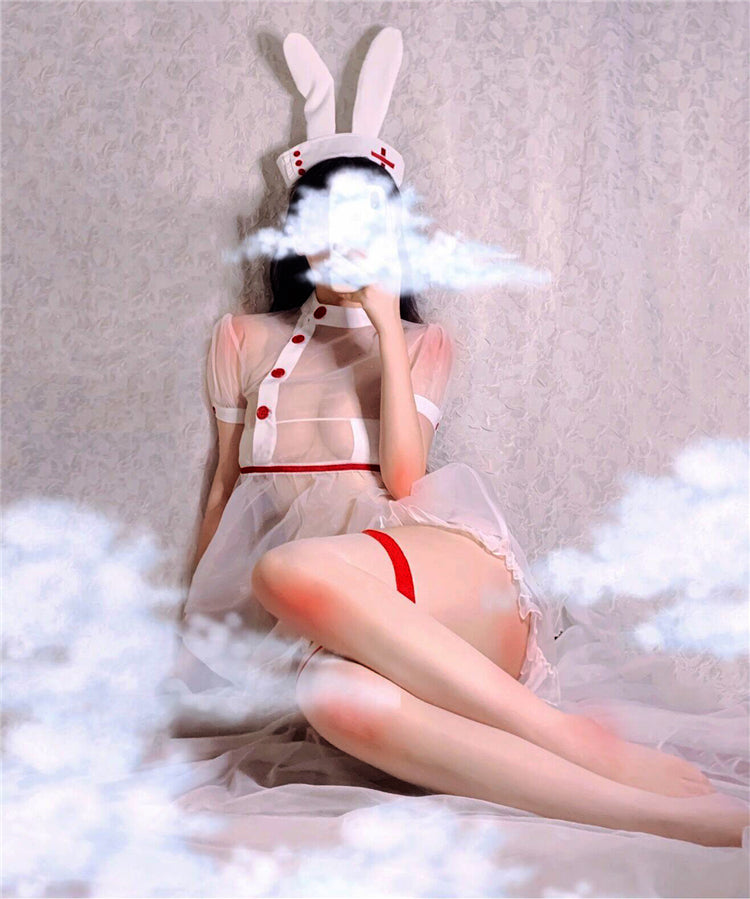 【超高质量】温柔兔女小护士欧根纱套装